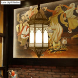 Vintage Bronze Lantern Ceiling Pendant Light Fixture For Restaurants - 1 Bulb Metal Lighting
