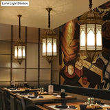 Vintage Bronze Lantern Ceiling Pendant Light Fixture For Restaurants - 1 Bulb Metal Lighting