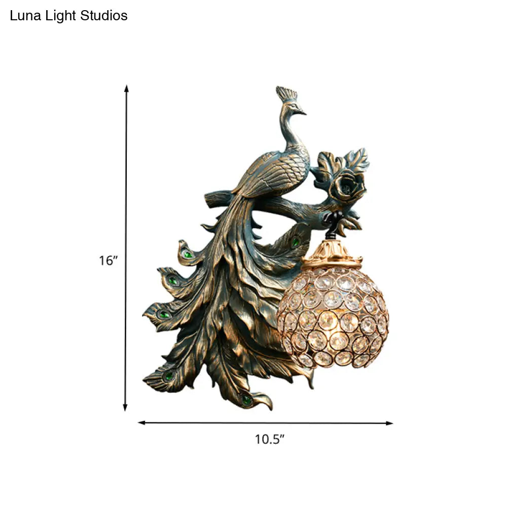 Vintage Bronze Wall Sconce With Phenix Resin Design - Perfect For Living Room