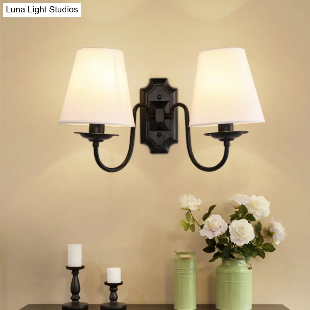 Vintage Bucket Shade Wall Light In Black - Perfect For Living Room Décor