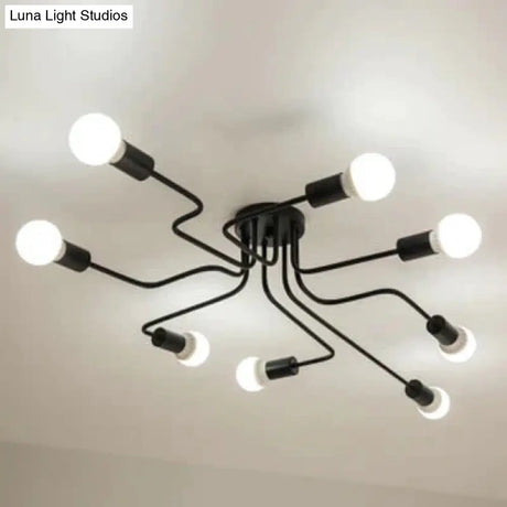 Vintage Ceiling Lights Iron Personality For Living & Bed Room 8 Heads No Bulb / Warm Light 110V