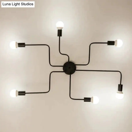 Vintage Ceiling Lights Iron Personality For Living & Bed Room 6 Heads No Bulb / Warm Light 110V