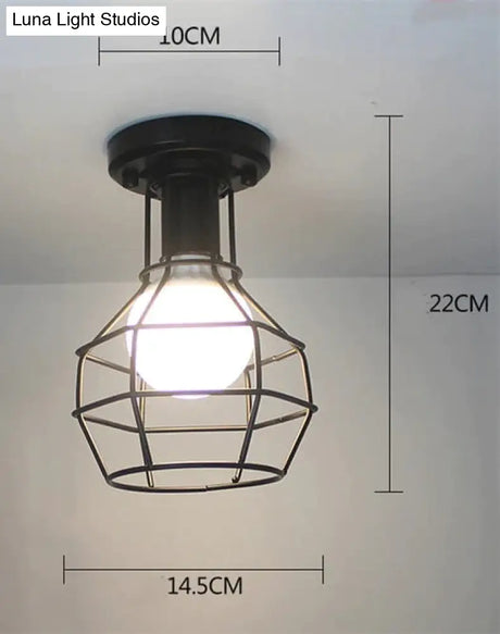Vintage Ceiling Lights Lustre Luminaria Led Lamp Loft Iron Cage Fixtures Lighting 17
