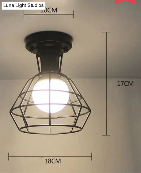 Vintage Ceiling Lights Lustre Luminaria Led Lamp Loft Iron Cage Fixtures Lighting