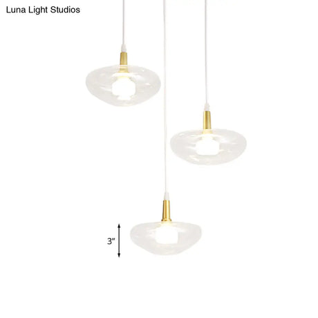 Vintage Clear Glass Chandelier: Oval Multi Light - 3 Bulb Pendant Lamp For Dining Room With Canopy