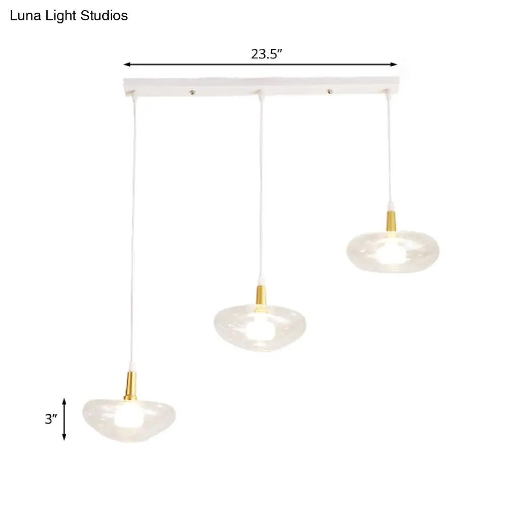 Vintage Clear Glass Chandelier: Oval Multi Light - 3 Bulb Pendant Lamp For Dining Room With Canopy