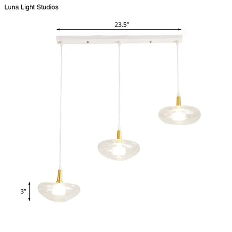Vintage Clear Glass Chandelier: Oval Multi Light - 3 Bulb Pendant Lamp For Dining Room With Canopy