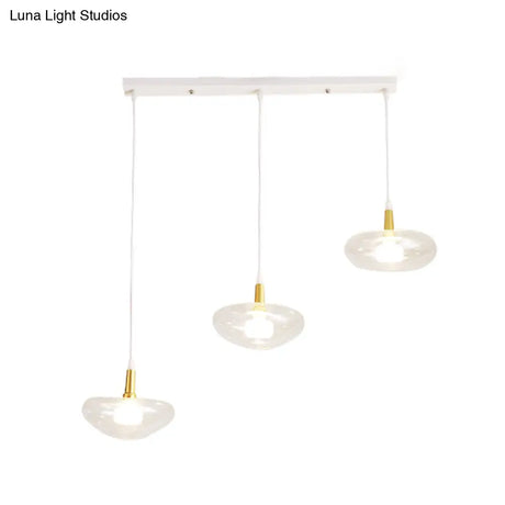 Vintage Clear Glass Chandelier: Oval Multi Light - 3 Bulb Pendant Lamp For Dining Room With Canopy