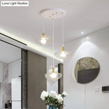 Vintage Clear Glass Chandelier: Oval Multi Light - 3 Bulb Pendant Lamp For Dining Room With Canopy