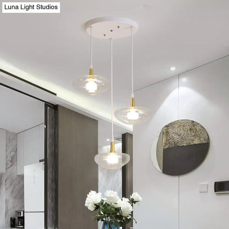 Vintage Clear Glass Chandelier: Oval Multi Light - 3 Bulb Pendant Lamp For Dining Room With Canopy