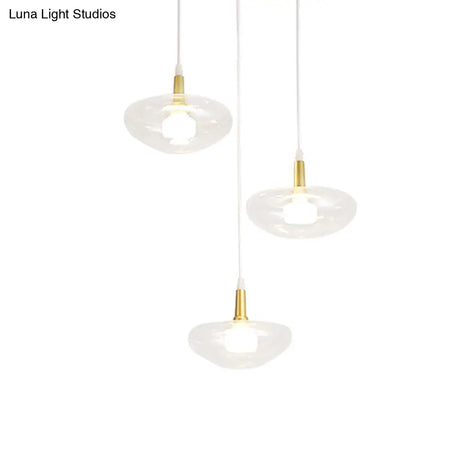 Vintage Clear Glass Chandelier: Oval Multi Light - 3 Bulb Pendant Lamp For Dining Room With Canopy