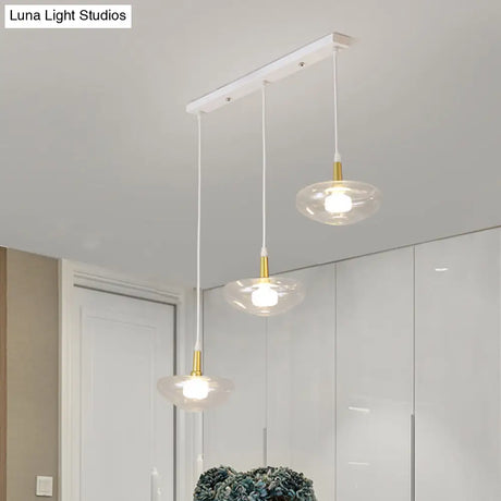 Vintage Clear Glass Chandelier: Oval Multi Light - 3 Bulb Pendant Lamp For Dining Room With Canopy