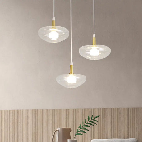 Vintage Clear Glass Chandelier: Oval Multi Light - 3 Bulb Pendant Lamp For Dining Room With Canopy
