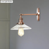 Vintage Clear Glass Conical Bedroom Wall Light With Copper Sconce Lamp