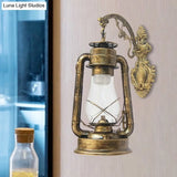 Vintage Clear Glass Lantern Wall Sconce For Outdoor Lighting With Single Bulb In Black/Bronze/Copper