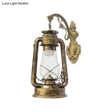 Vintage Clear Glass Lantern Wall Sconce For Outdoor Lighting With Single Bulb In Black/Bronze/Copper