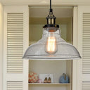 Vintage Clear Glass Pendant Lighting For Dining Room With Barn Style Shade