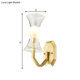 Vintage Clear Glass Sconce Lamp With Brass Finish - Wall Mounted Light Fixture