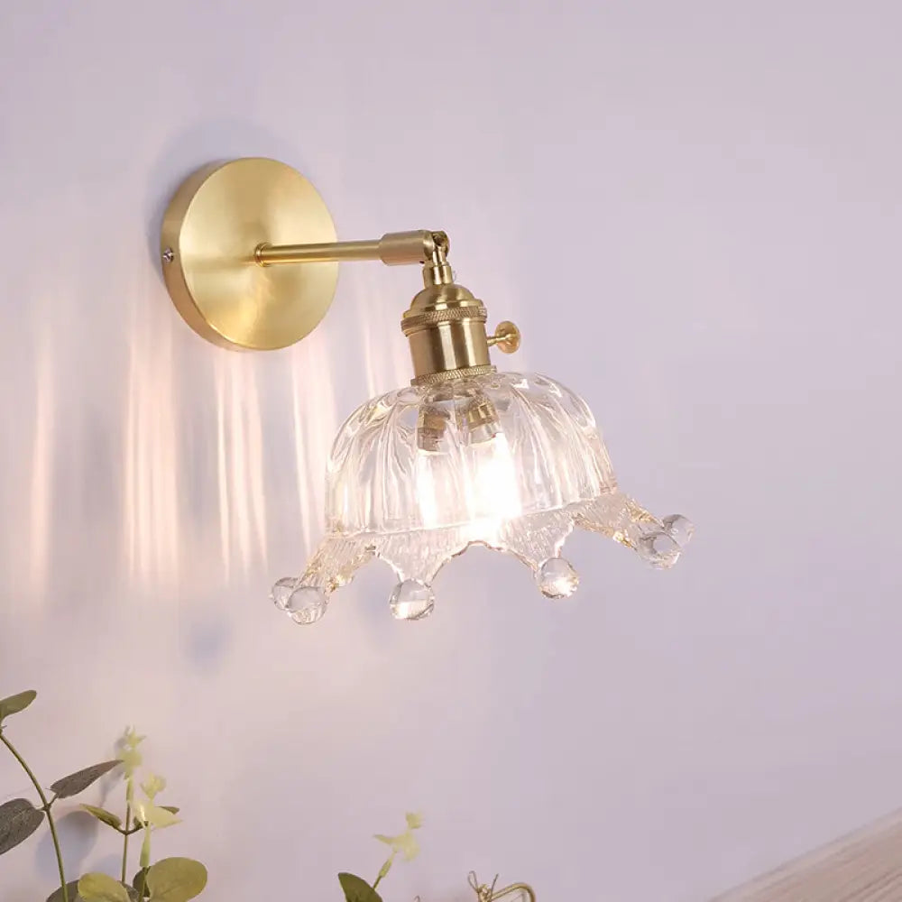 Vintage Clear Glass Wall Mounted Lamp - Single-Bulb Light Fixture For Bedroom / G