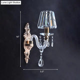 Vintage Clear Prismatic Crystal Cone Wall Lamp - Family Room Light Fixture With Curved Tube Glass