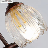 Vintage Clear Textured Glass Flower Wall Lamp - Copper Make-Up Lighting (2/3/4 Lights)