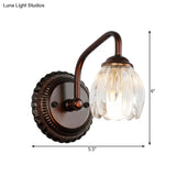 Vintage Clear Textured Glass Flower Wall Lamp - Copper Make-Up Lighting (2/3/4 Lights)