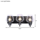 Vintage Cone Glass Wall Mount Light With 3 Bulbs - Black Dining Room Lighting
