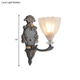 Vintage Cone White Ribbed Glass Wall Mounted Lamp For Living Room - 1/2 Bulbs Lighting Idea