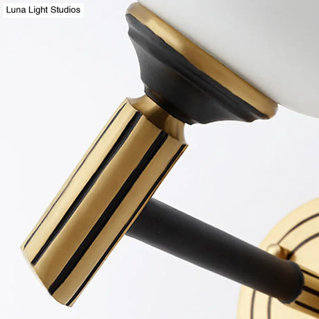 Vintage Conical Wall Sconce With Frosted Glass Shade In Black-Gold - Perfect For Foyer Lighting