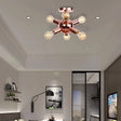 Vintage Copper Starburst Ceiling Light With Bare Bulb - Ideal For Restaurants (6/9 Heads) 6 /