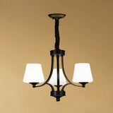 Vintage Cream Glass Chandelier Pendant Light - Elegant Hanging For Living Room 3 / Gold-Black