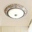 Vintage Cream Glass Dome Flush Mount Lamp - White Led Lighting Fixture 16’/18’/21.5’ Wide / 16’