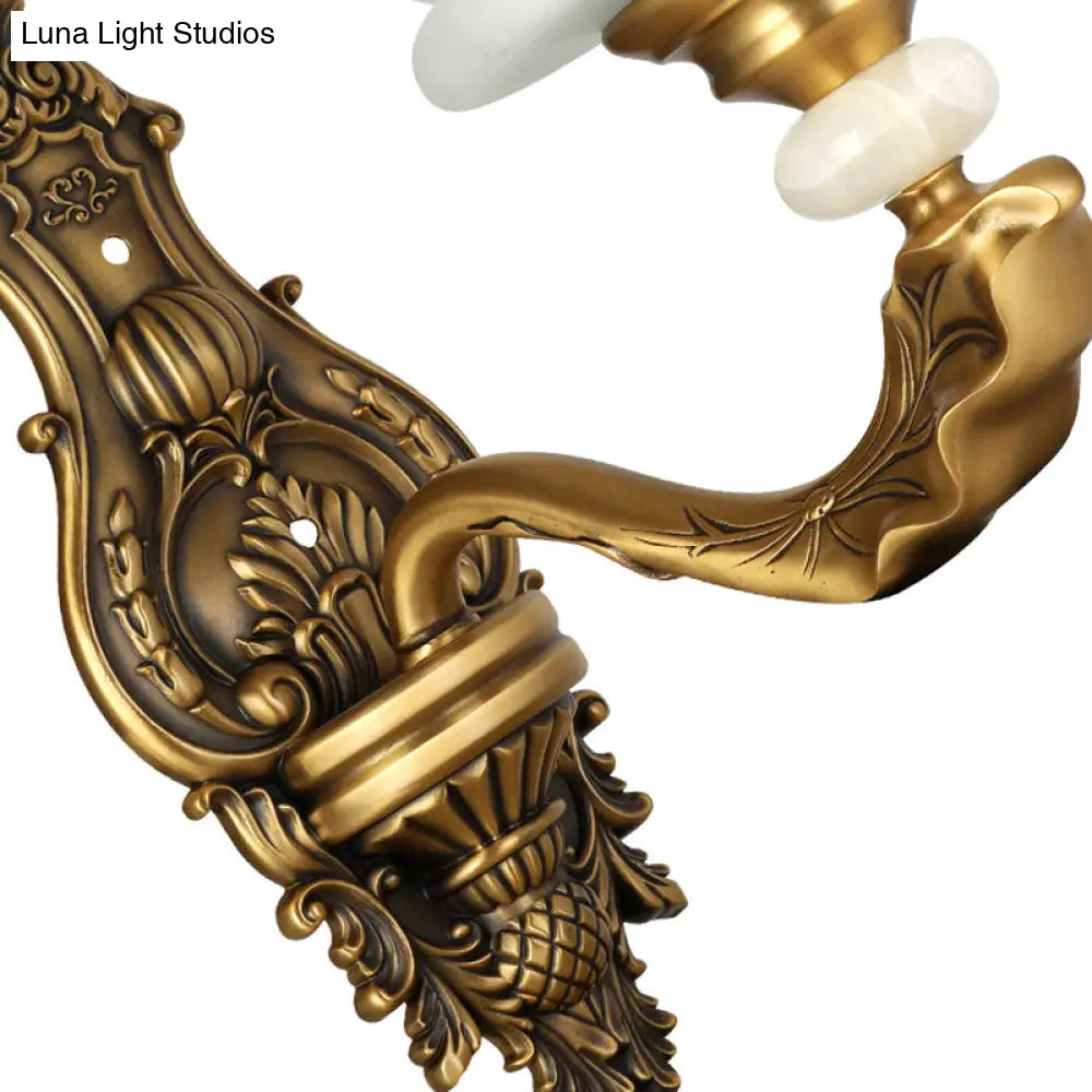 Vintage Cream Glass Wall Sconce: Stylish And Elegant 1/2-Bulb Brass Lamp For Living Room