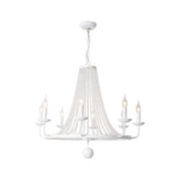 Vintage Crystal Bead Candelabra Chandelier Pendant Light 8 / White
