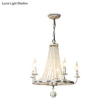 Vintage Crystal Bead Candelabra Chandelier Pendant Light