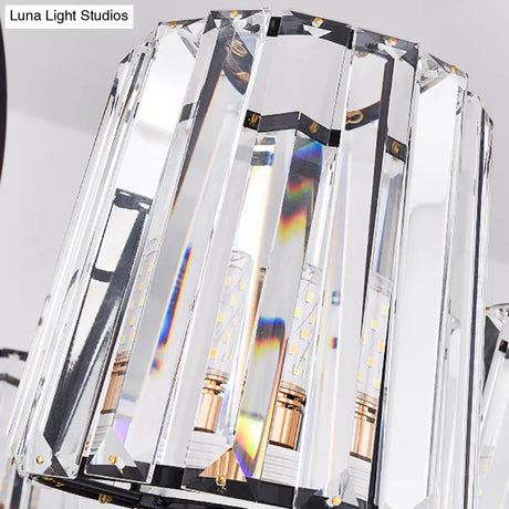 Vintage Crystal Block Ceiling Light - Tapered Design With 3/6 Hanging Lights For Dining Room In