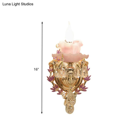 Vintage Crystal Glass Wall Sconce With Gold Finish - Elegant Lighting For Bedroom