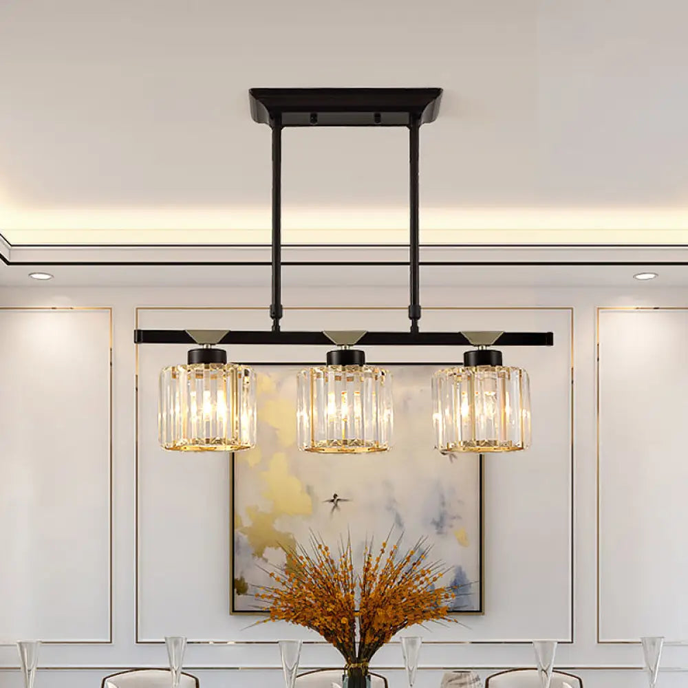 Vintage Crystal Pendant Light With 3/4 Heads For Dining Room - Black 3 /