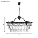 Vintage Crystal Shade Black Chandelier With 3-Tier Hanging Ceiling Lights