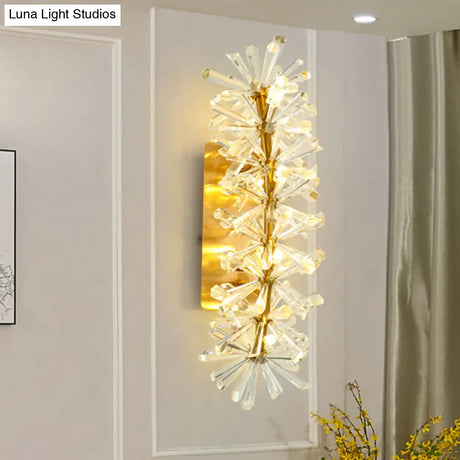 Vintage Crystal Sputnik Wall Sconce With 8 Lights - Gold Living Room Lighting Fixture