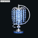 Vintage Crystal Table Lamp: 1-Head Drooping Tassel Night Light In Retro Pink/Yellow/Blue Polished