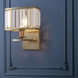 Vintage Crystal Wall Sconce With Brass Backplate