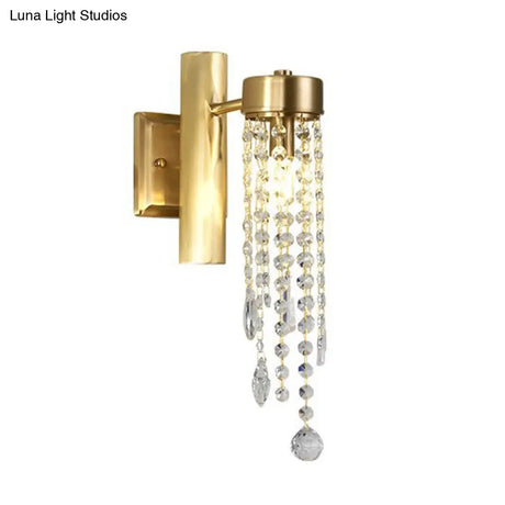 Vintage Crystal Wall Sconce With Led Lights - Cascade Bedroom Lighting Fixture