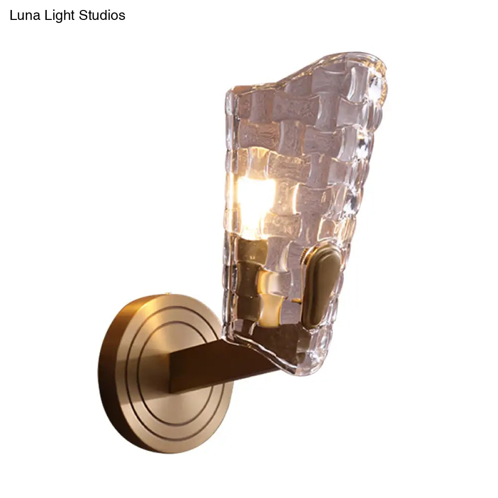 Vintage Curved Glass Wall Lamp With 1/2 Heads For Living Room Sconce Light