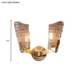 Vintage Curved Glass Wall Lamp With 1/2 Heads For Living Room Sconce Light