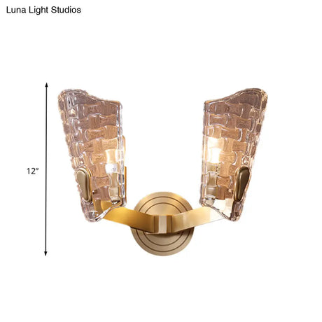 Vintage Curved Glass Wall Lamp With 1/2 Heads For Living Room Sconce Light