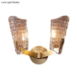 Vintage Curved Glass Wall Lamp With 1/2 Heads For Living Room Sconce Light