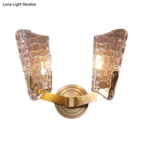 Vintage Curved Glass Wall Lamp With 1/2 Heads For Living Room Sconce Light