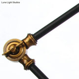 Vintage Diamond Shade Table Lamp: Amber/Clear Glass Adjustable Arm - Black/Brass