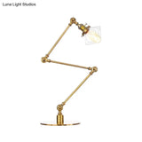 Vintage Diamond Shade Table Lamp: Amber/Clear Glass Adjustable Arm - Black/Brass